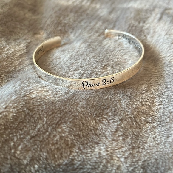 Accessories - Silver Colored Cuff Scripture Bracelet